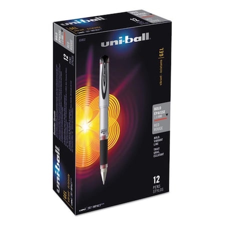 Uni-Ball UBC 1 mm Bold Red Ink, Black Barrel 207 Impact Stick Gel Pen UN472444